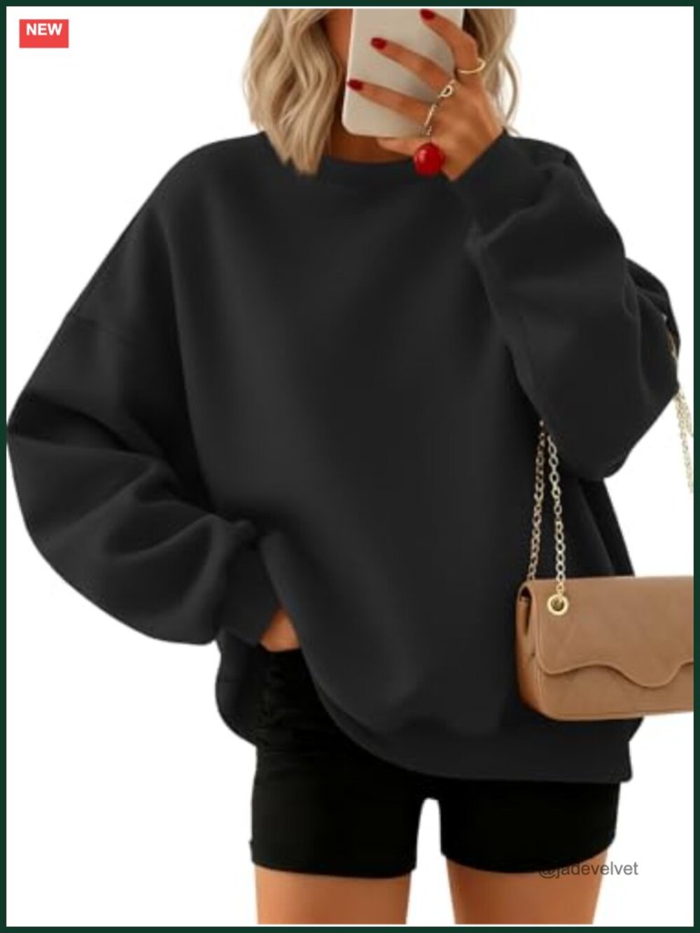 Women's Oversized Crewneck Pullover Sweatshirt - Soft Cotton Blend Fall Top